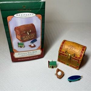 Hallmark Gold and Red Santa's Toy Box Ornament